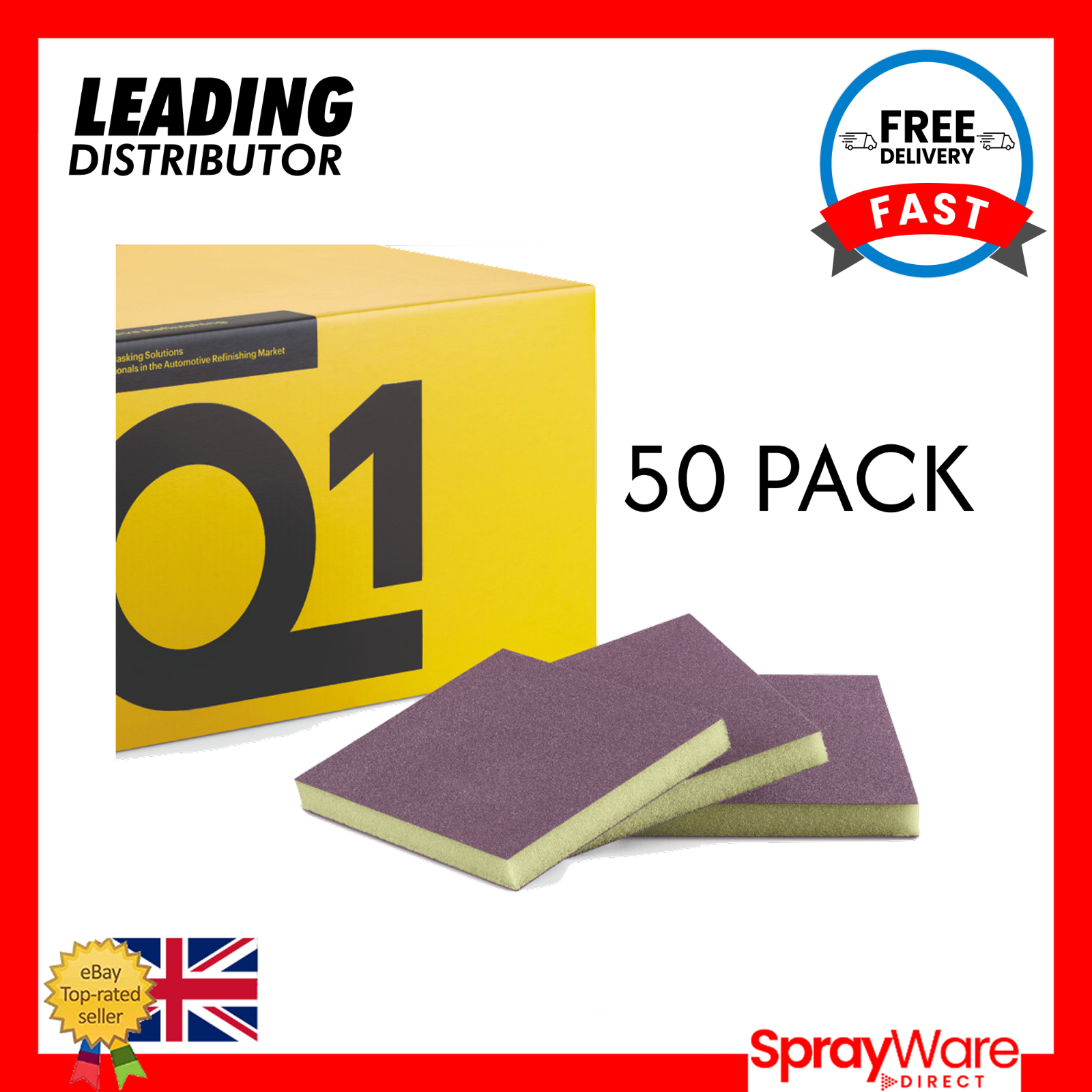 Q1 Double Sided Micro-Fine Sanding Sponges (Pack of 50) Grits 1000 - 1200 - 1500