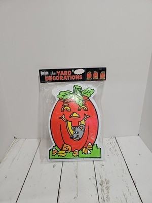 Halloween Yard Art Pumpkin Jack O Lantern JOL Impact Plastics Vintage 3 PCs NIP