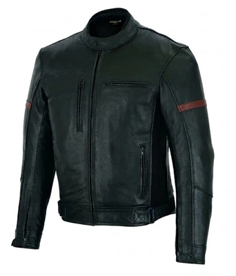 Vintage-Motorradjacke aus Leder mit CE-Protektoren, Cafe Race Custom, SEW PRO - Bild 1 von 4