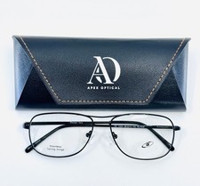 MANUFACTURER DEMO 1224 BLACK Unisex Aviator Full Rim Eyeglasses 56-17-140 B:38