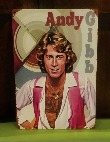 RARE Vintage 1977 “Andy Gibb” Music Singer Tin Sign