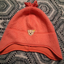 Steiff Baby Fleece-Haube rosa Gr. 54 mit Ohrenschutz & B&auml;r-Stickerei