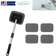 Car Windshield Cleaner Tool Window Cleaning Tool Extendable with Microfiber Pads