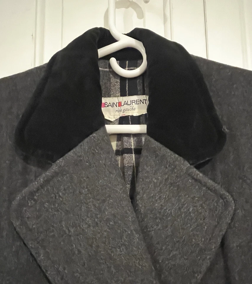 Vtg Yves Saint Laurent Rive Gauche Long Wool Coat Couture 70s/80s Mens Sz 38 - Image 3 of 4