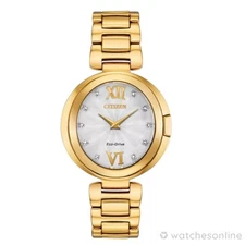 Citizen Eco-Drive Women's Diamond Accent Makers Gold Roman Watch 34MM EX1512-53A