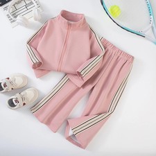 Girls Two-Piece Set Sporty Long Sleeve T-Shirt with Flared Pants Casual for Kids