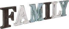 Multicolor Wood FAMILY Sign Distressed Block Letter Home Decor Freestanding