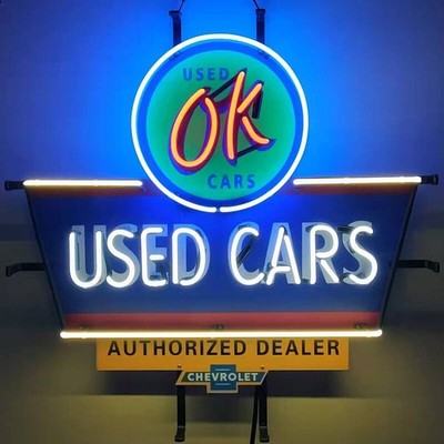 US STOCK OK Used Car Garage Open Neon Sign 24''x24'' Workshop Wall Display