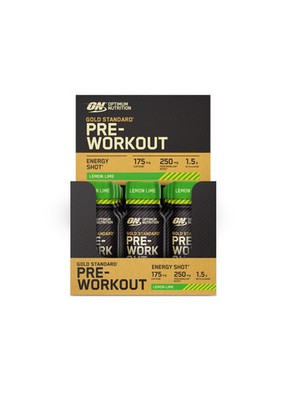 Optimum Nutrition Gold Standard Pre-Workout Shot, 12 x 60 ml Shot, Lemon Lime