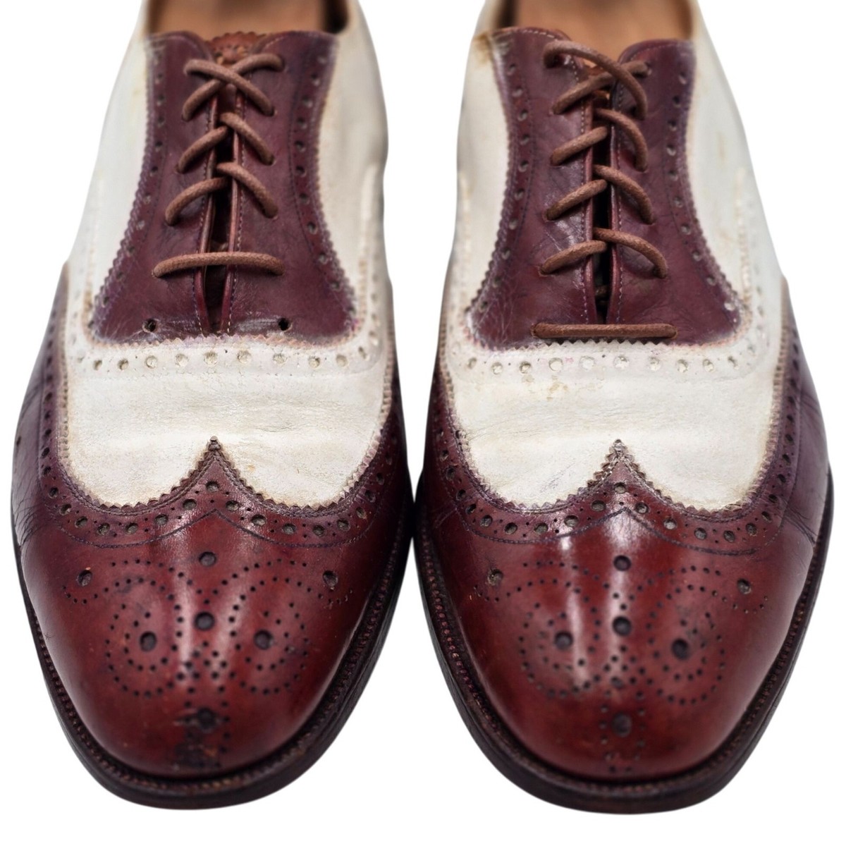 Florsheim Mens 8.5E Brown White Spectators Leather Dress  display picture 2