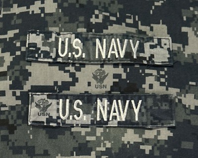 US Navy Tapes (2) Sew-On Silver Letters NWU Type I USN