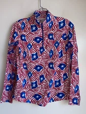 IBKUL 1/4 Zip Golf Top Size Small Long Sleeve USA Star Patriotic