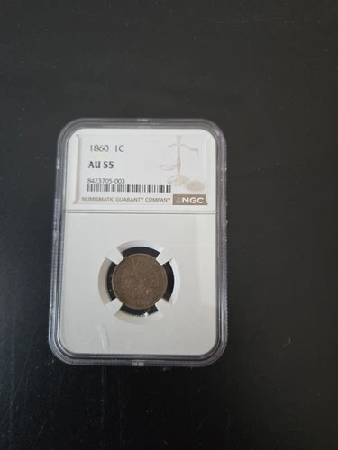 1860 Indian Head Cent Penny NGC AU55