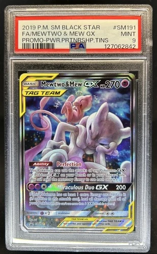 2019 Pokemon SM Black Star Promos Mewtwo & Mew #SM191 PSA 9