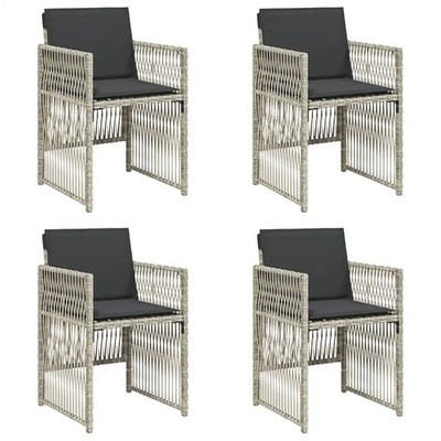 Gartenstühle mit Kissen 4 Stk. Hellgrau Poly Rattan