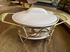 Bauer Casserole Dish w/ Metal Stand, 12” long, 8” wide, 6” tall