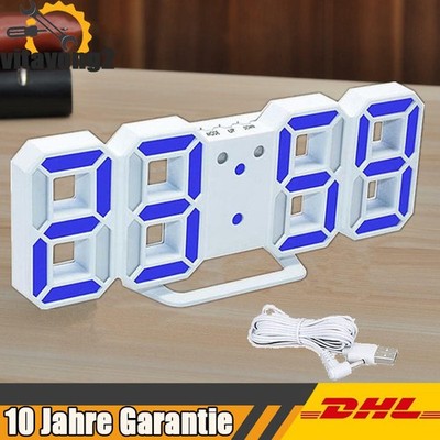 Digitaluhr 3D LED Wanduhr Tischuhr Wanduhr Schreibtischuhr Großes Display DE