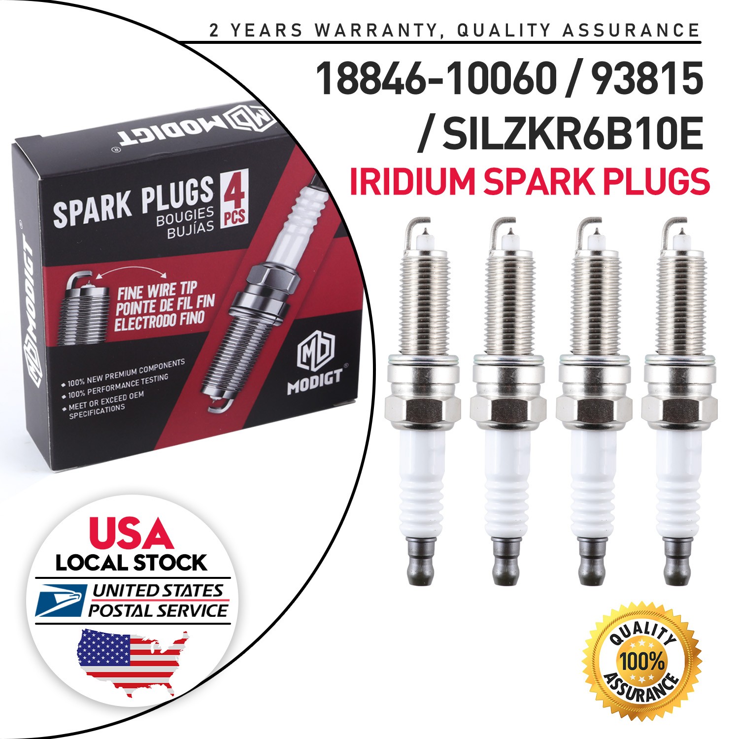4 Pc SILZKR6B10E 93815 Spark Plugs For Hyundai Accent Veloster KIA 18846-10060