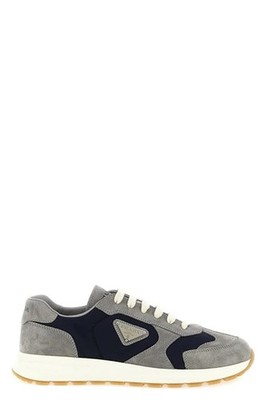 PRADA Prax Gray Suede And Re-Nylon Sneakers New & Authentic