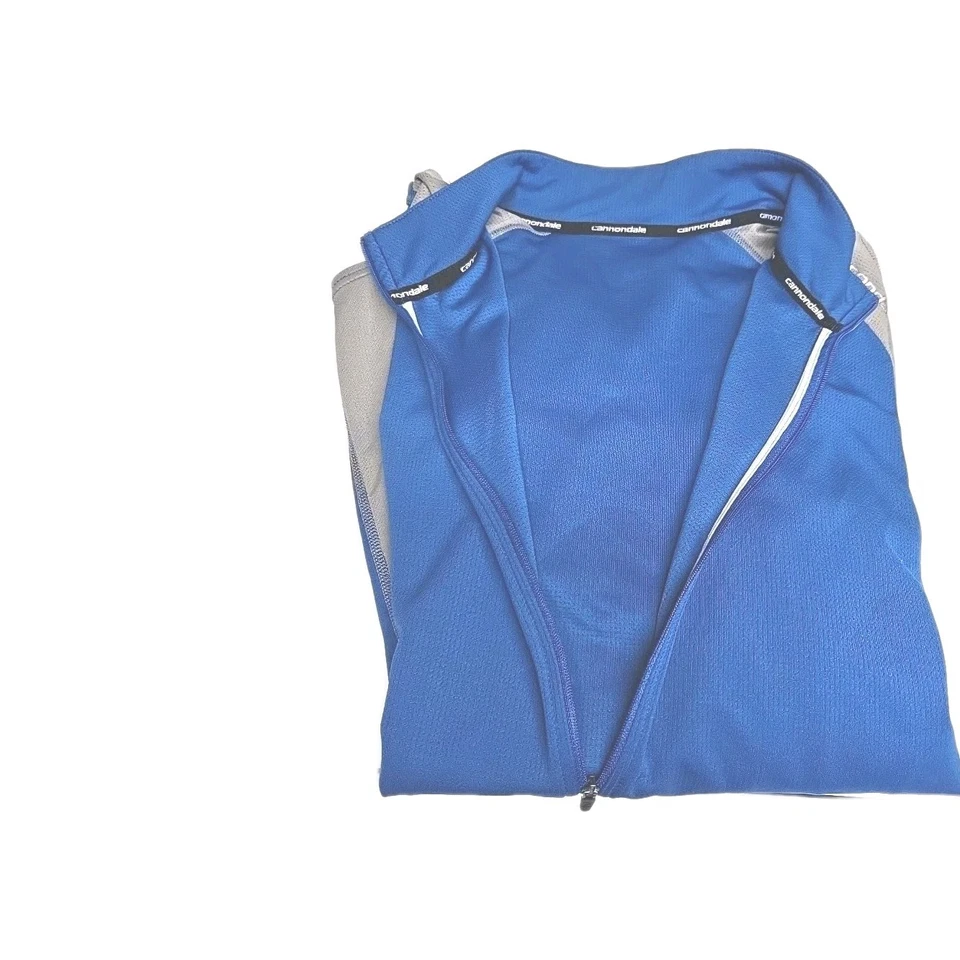 Cannondale Cycling Jacket Longsleeve Gray/Blue 3/4" Zip Back Pockets Mens Lg - Image 3 of 4