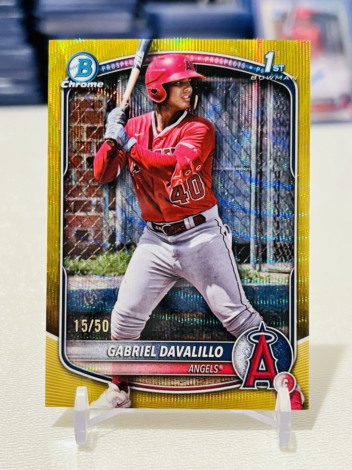 Gabriel Davalillo 2025 Bowman Chrome 1st Gold Wave Refractor /50 SP Angels