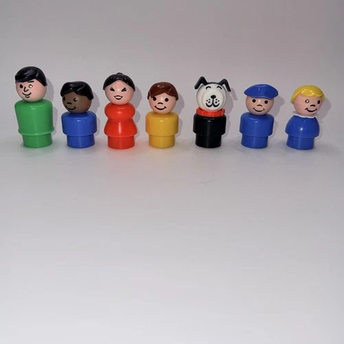 Lot Of  Vintage  Fisher-Price Little People Plastic Figures Including Dog