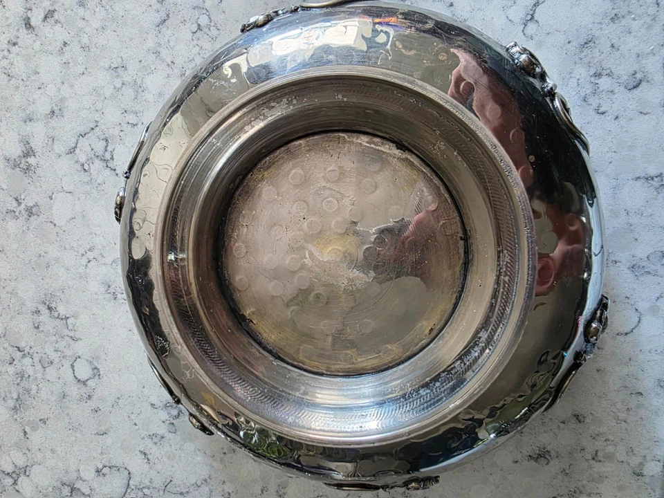 Cuenco Art Nouveau con Detalles Florales 9.25" Decoración Hogar Arañazos Foto 3 de 4