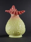 Vintage Fenton Burmese wild rose & bowknot jack in the pulpit vase Glows 8.5 in