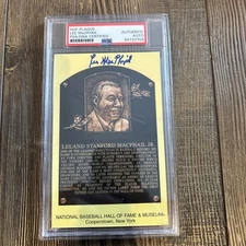 Lee MacPhail Signed HOF Plaque Postcard MLB President PSA/DNA great signature! 
