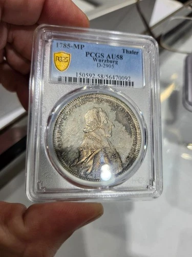 Z6 Germany Wurzburg 1785-MP Silver 1 Thaler DAV-2905 PCGS AU-58