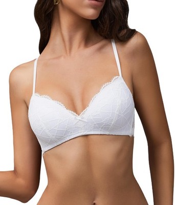 Luna & Sun Simple Soft Basic Comfortable Lace Wirefree Bralette 38B, White 