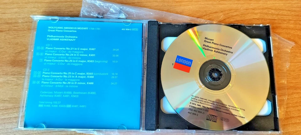 ASHKENAZY "MOZART: GREAT PIANO CONCERTOS" 2 CD SET 1997 London *USED* - Imagem 3 de 4
