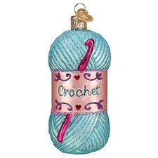 Old World Christmas Crochet Yarn Glass Ornament FREE BOX 32403 New