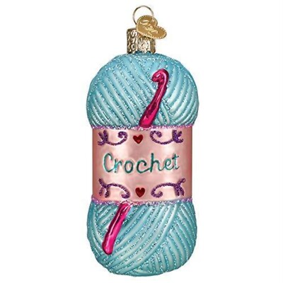 Old World Christmas Crochet Yarn Glass Ornament FREE BOX 32403 New