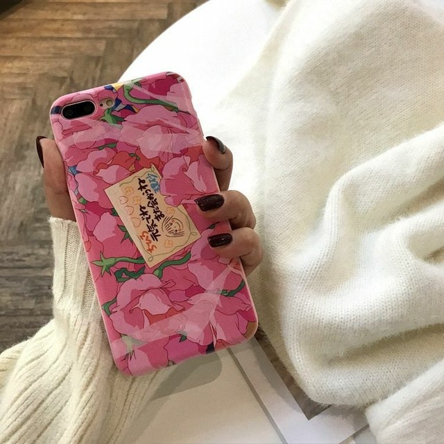 New Novelty Kawaii Japanese Pink Flowers Phone Case For iPhone X 7 Plus