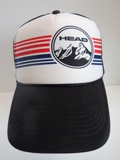 Vintage Rare HEAD Brand Black White Mesh Trucker Hat Cap - Otto Brand