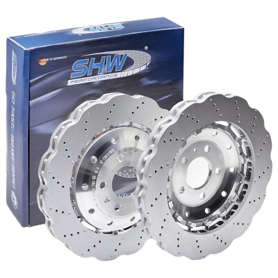 SHW Performance Front Drilled Wavy Brake Discs For Audi R8 RS4 RS5 ...