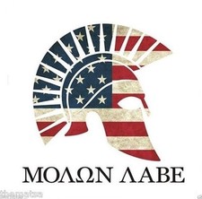MOLON LABE AMERICAN FLAG HELMET BUMPER SPARTAN STICKER DECAL MADE IN USA 3x3"