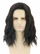 Men's Short Black Curly Wig Funny Halloween Party Cosplay Costume Wig