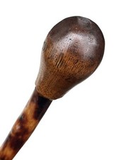 Vintage Antique 19C Knobby Wood Metal Tip Swagger Walking Stick Cane