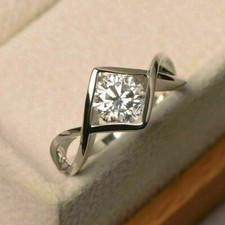 2ct Simulated Diamond Women's Solitaire Wedding Band Ring 925 Sterling Silver