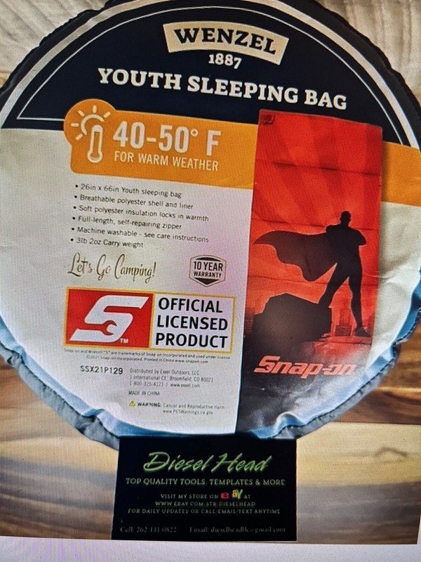 Snap On  SSX21P129 WENZEL YOUTH SLEEPING BAG