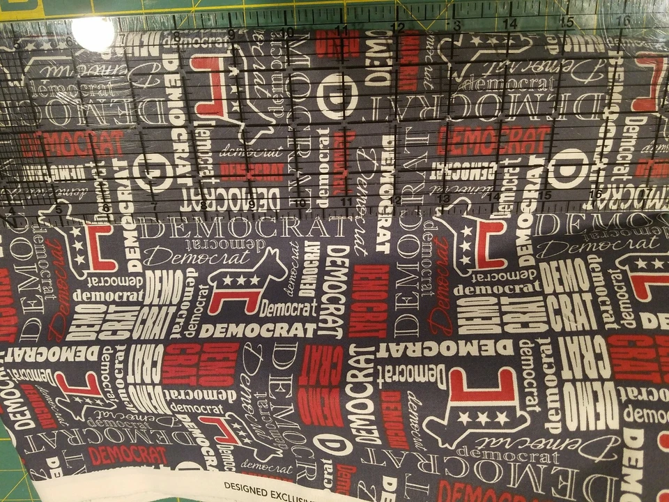 1/2 yard Patriotic Quilt Cotton Fabric Democrat Tossed Political Party - Image 2 of 2
