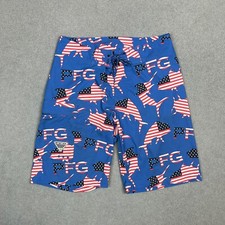 Columbia PFG Shorts Mens 30 Blue United States Flag Fishing Unlined Swim Trunks