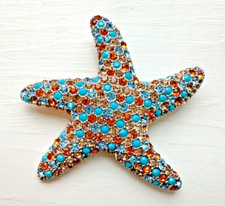 Brooch Sea Starfish Aqua Ocean Costume Pin Jewel Beach Shore Summer Mermaid
