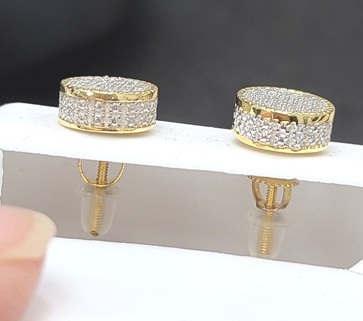 Deal! 10K Gold 0.15ctw Genuine Natural Pave Diamonds Round Studs Earrings