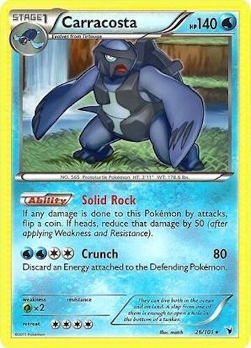 Pokémon TCG - Carracosta - 26/101 - Rare - Noble Victories [Moderately Played]