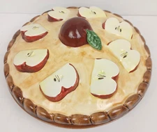 Vintage Over and Back Inc Apple Ceramic Pie Plate Keeper w/ Lid 11"