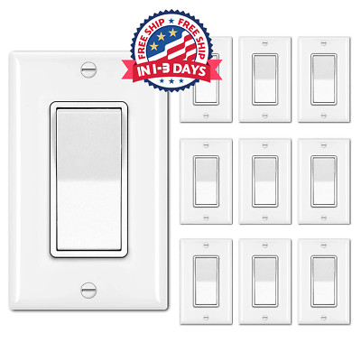 10PCS Interruptor De Luz De Pared Decorator De Un Solo Polo 15A 120/277V