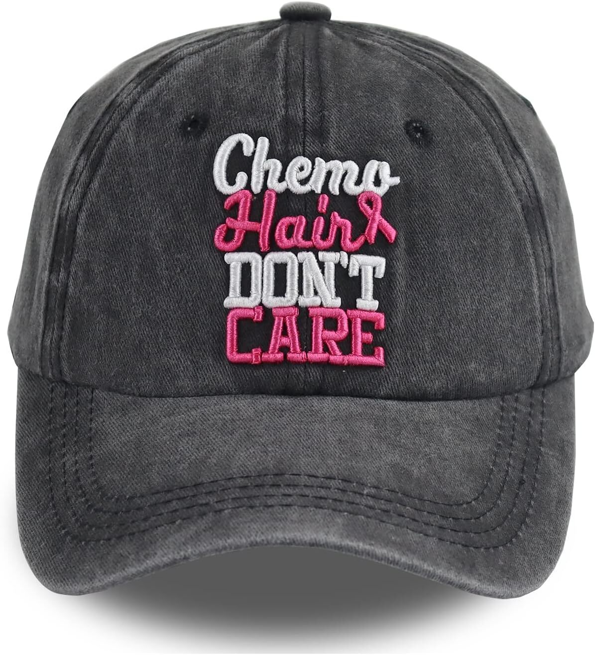 Fxbwhtey Chemo Hair Don't Care Baseball Cap for Men Women, One Size, Black 